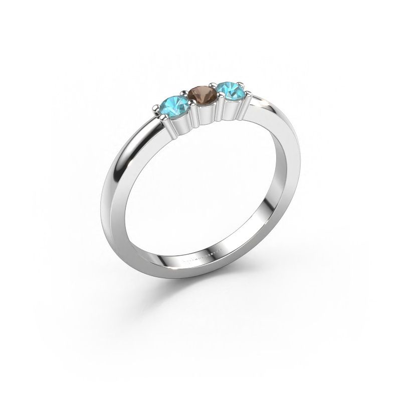 Ring Yasmin 3 585 white gold smokey quartz 3 mm