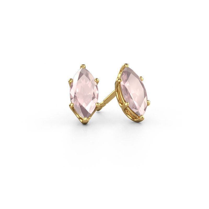 Stud earrings Sam MRQ 585 gold morganite champagne 10x5 mm