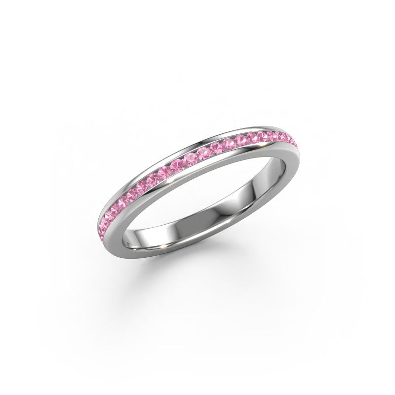Bague superposable Lura 1 585 or blanc saphir rose 1.3 mm