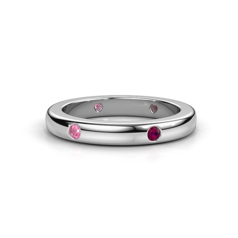 Image of Stackable ring Charla 585 white gold pink sapphire 2 mm