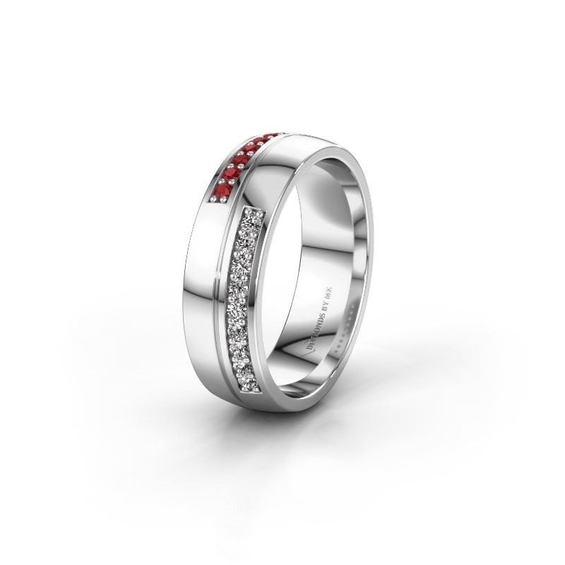 Image of Wedding ring WH0213L26AP<br/>585 white gold ±6x1.7 mm<br/>Ruby