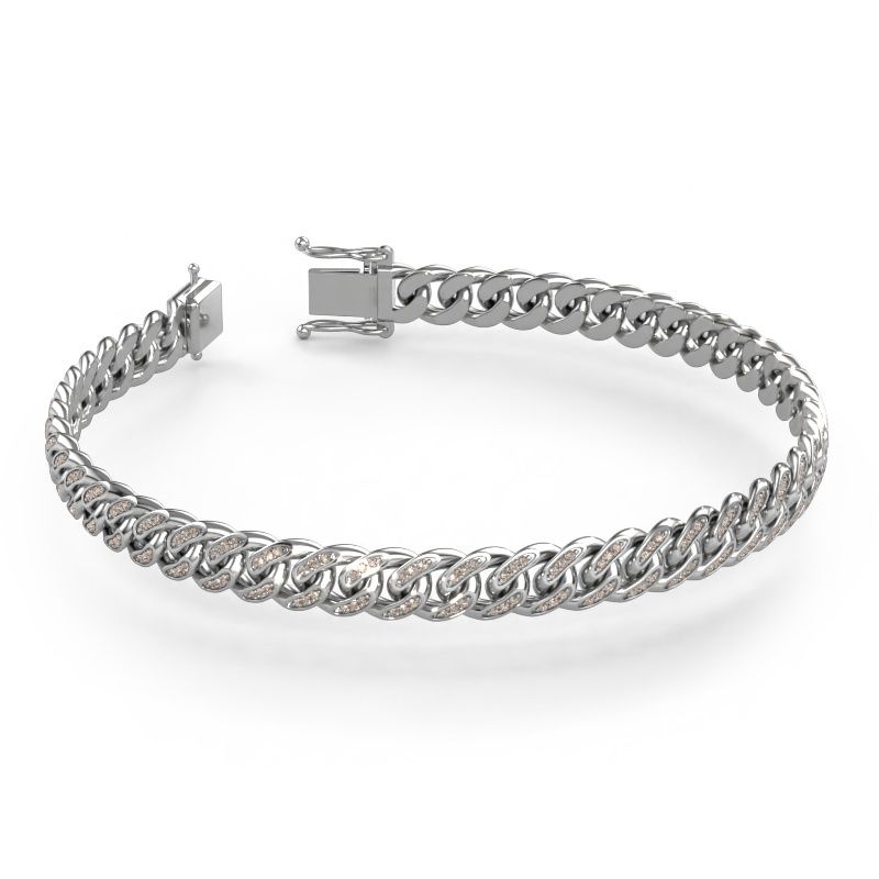 Cuban bracelet ±8 mm or blanc diamant brun