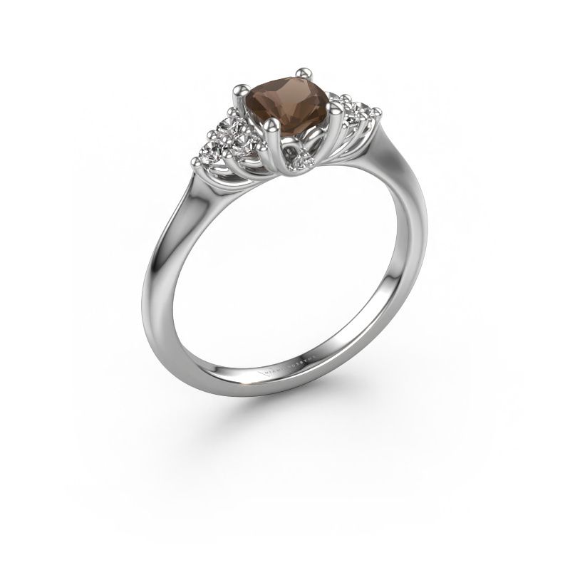 Bague de fiançailles Felipa CUS 950 platine quartz fumé 5 mm