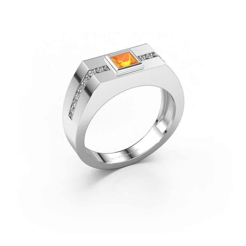Men's ring Robertus 2 585 white gold citrin 4 mm