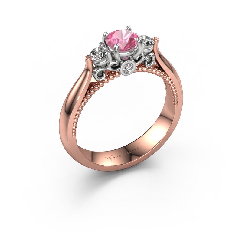 Engagement ring Tiffani 585 rose gold pink sapphire 5 mm