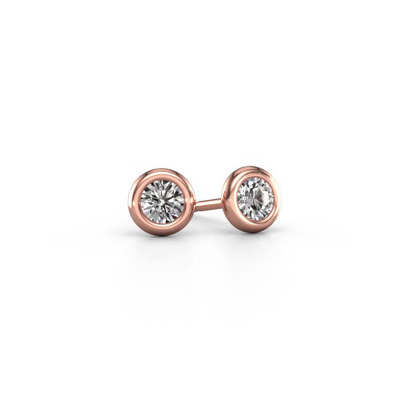 Clous d'oreilles Lieke RND 585 or rose diamant 0.50 crt