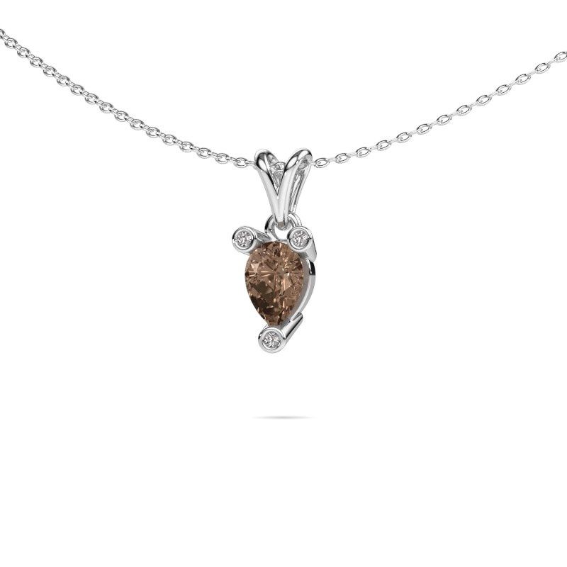 Afbeelding van Ketting Cornelia Pear 950 platina bruine diamant 0.665 crt