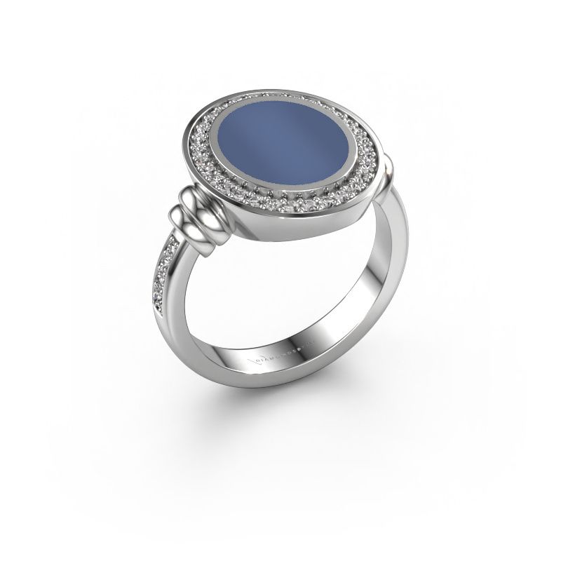 Siegelring Servie 2 950 Platin Blau Lagenstein 12x10 mm