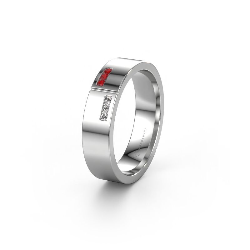 Trouwring WH1106L15AP 950 platina robijn ±5x1.7 mm