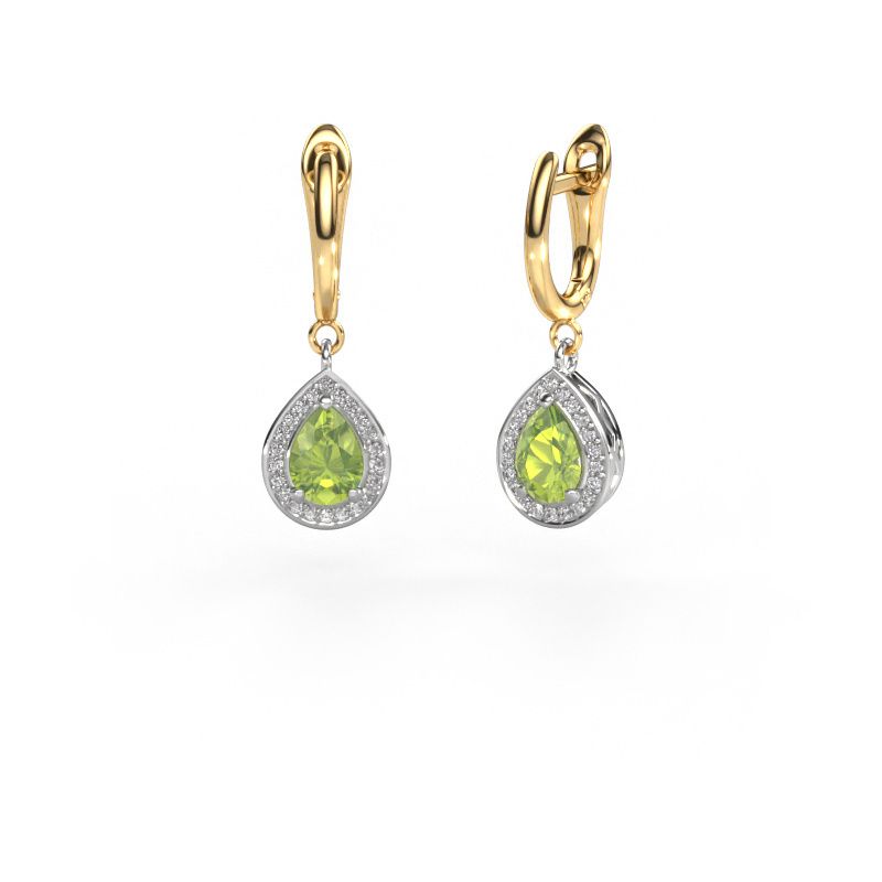 Pendants d'oreilles Ginger 1 585 or blanc péridot 7x5 mm