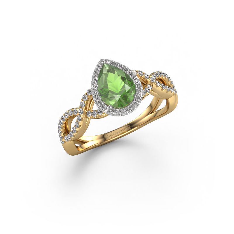 Verlobungsring Dionne pear 585 Gold Turmalin grün 7x5 mm