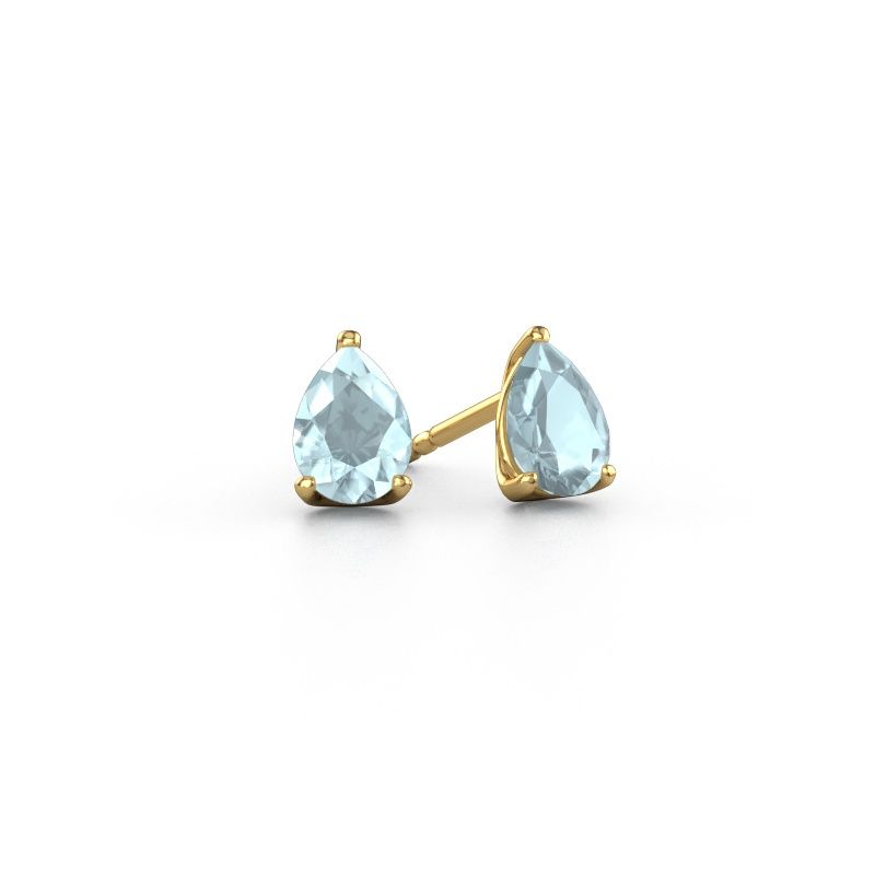 Stud earrings Sam PER 585 gold aquamarine 7x5 mm