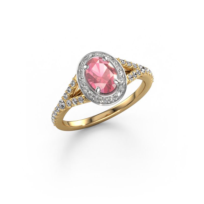 Engagement ring Pamela OVL 585 gold tourmaline pink 7x5 mm