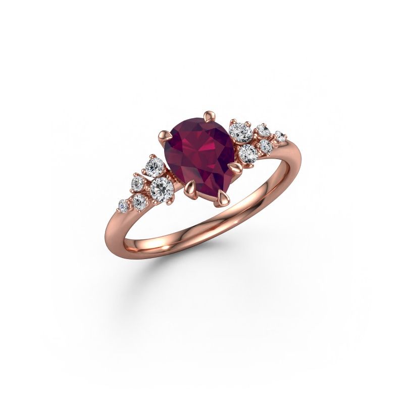 Verlovingsring Royce PER 585 rosé goud rhodoliet 8x6 mm