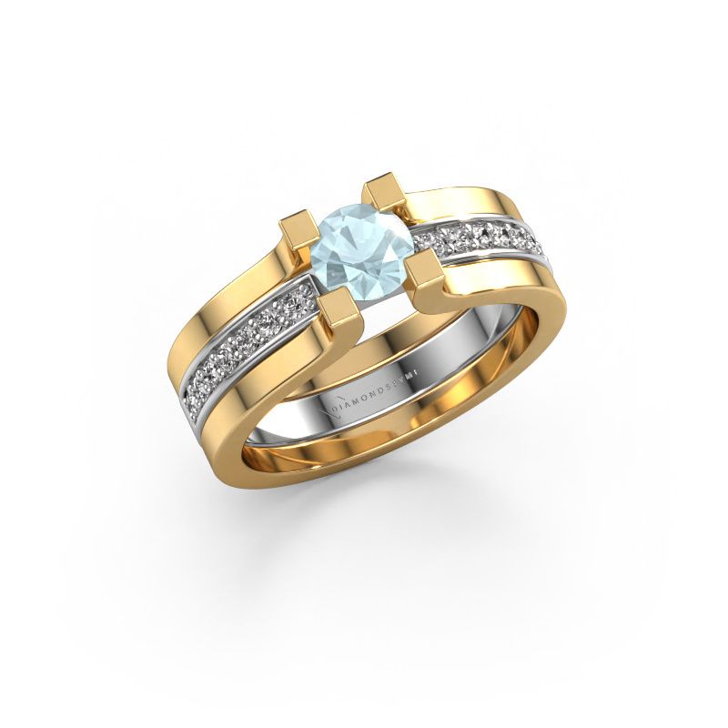 Bague de fiançailles Myrthe 585 or blanc aigue-marine 5 mm