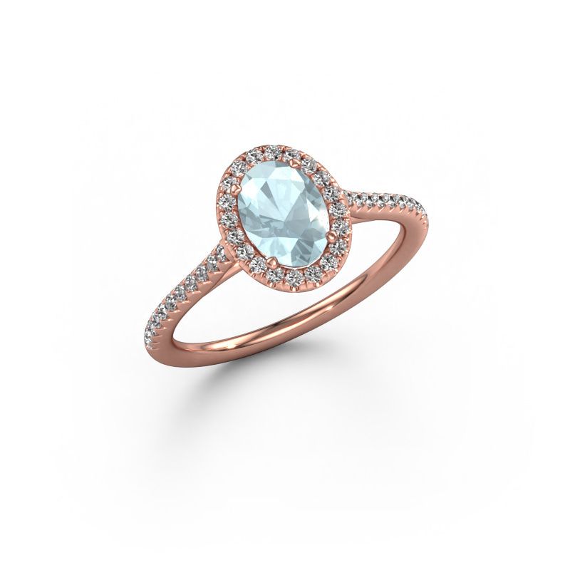 Engagement ring Seline ovl 2 585 rose gold aquamarine 7x5 mm