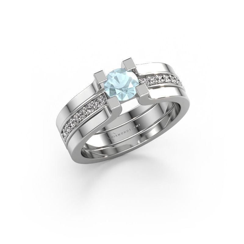 Engagement ring Myrthe 950 platinum aquamarine 5 mm