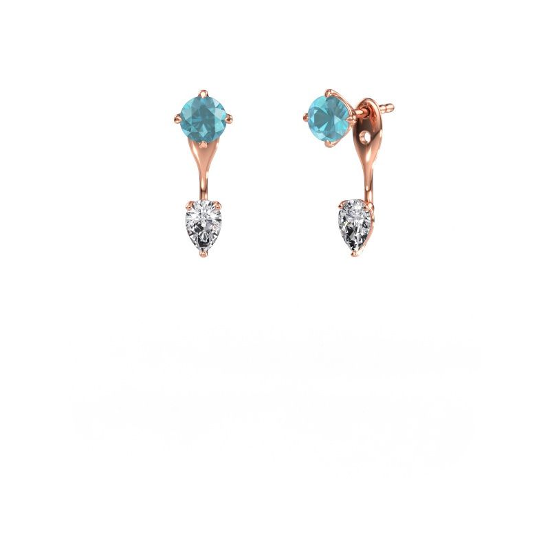 Ohrhänger Kate RND-PER 585 Roségold Blau Topas 5 mm