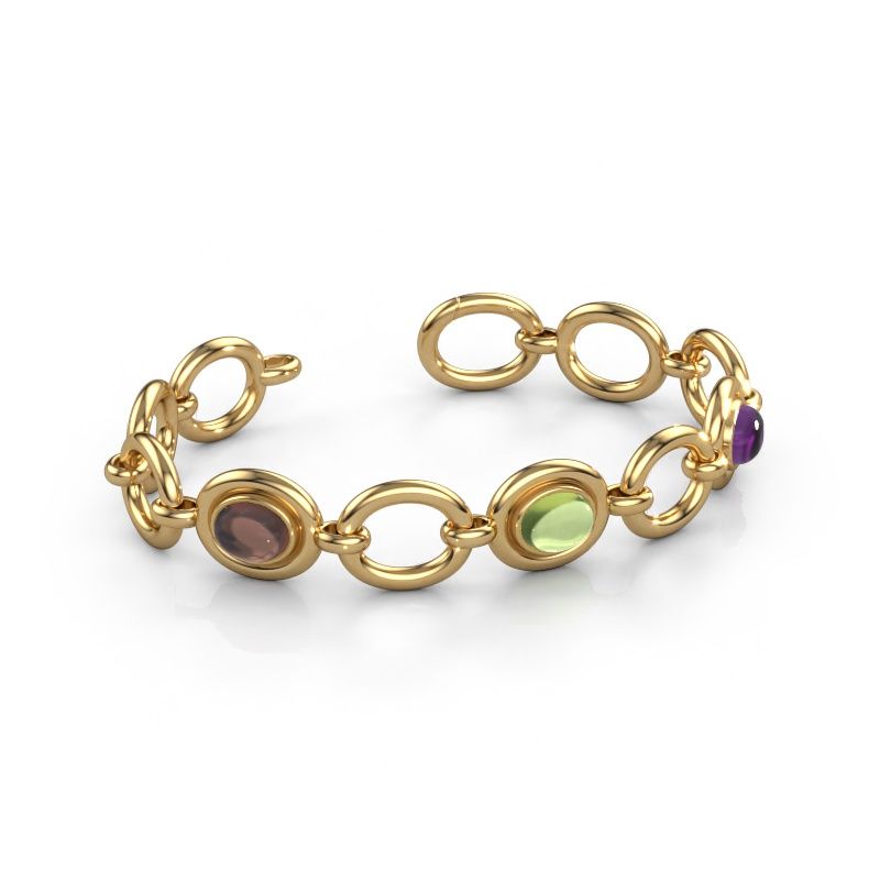 Link bracelet Maxima 3 585 gold smokey quartz 9x7 mm