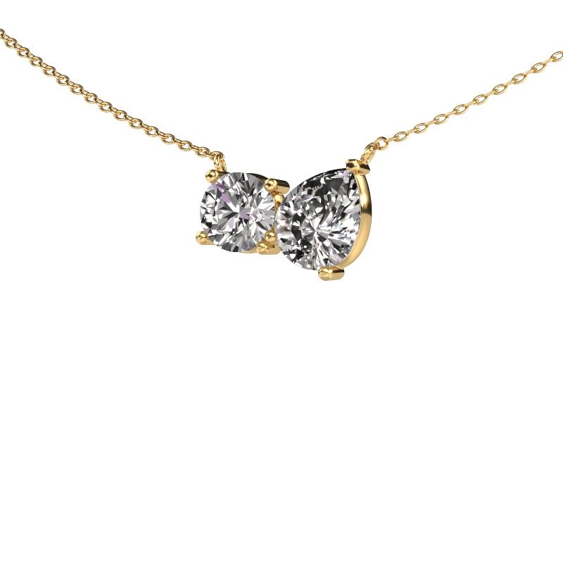 Pendant Toi et Moi RND PER 585 gold lab grown diamond 2.50 crt