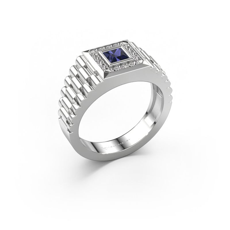 Men's ring Zilan 585 white gold sapphire 4 mm