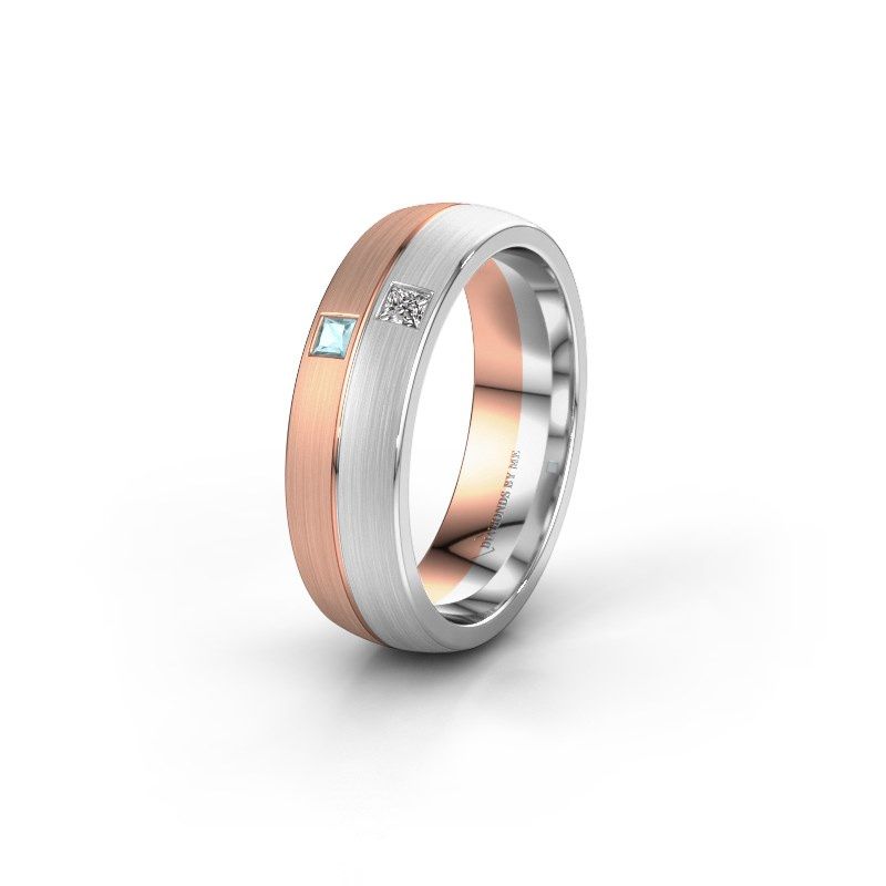 Afbeelding van Trouwring WH0250L26BM 585 rosé goud aquamarijn ±6x2 mm