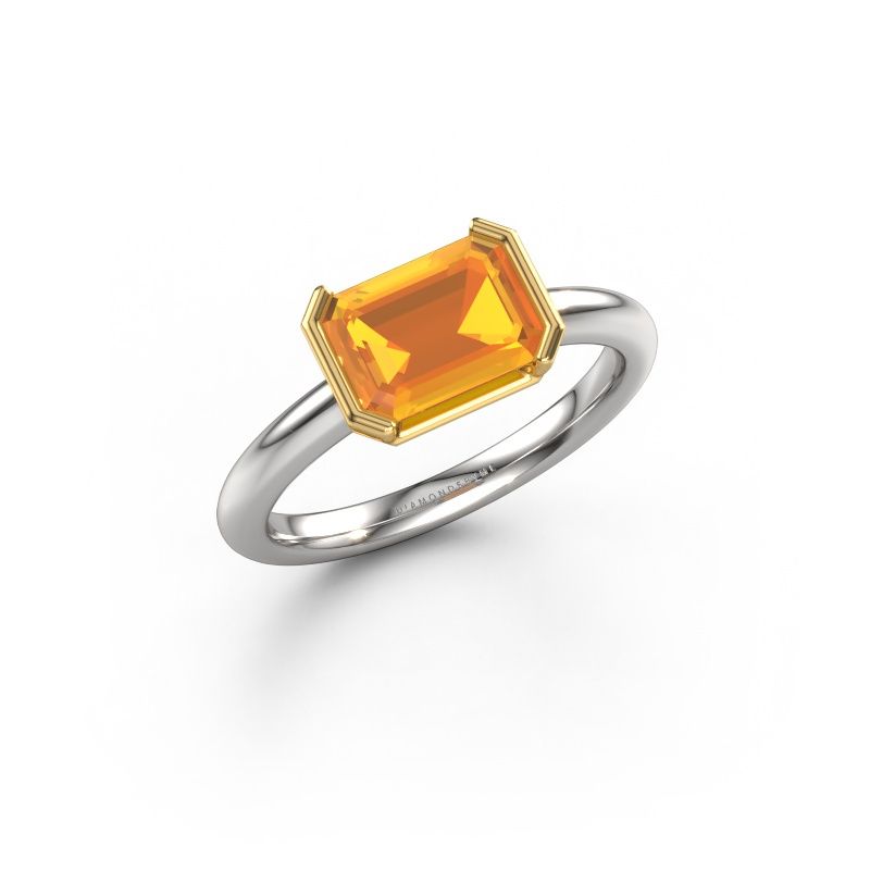 Verlovingsring Tayler EME 585 witgoud citrien 8x6 mm
