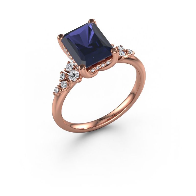Verlovingsring Emma RAD 585 rosé goud saffier 9x7 mm