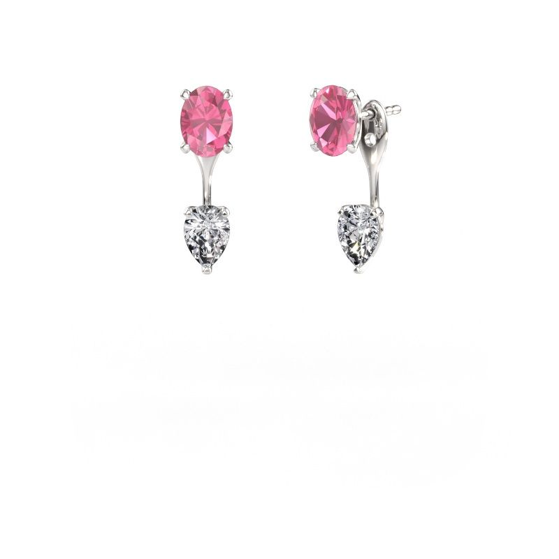 Drop earrings Kate OVL-PER 950 platinum pink sapphire 7x5 mm