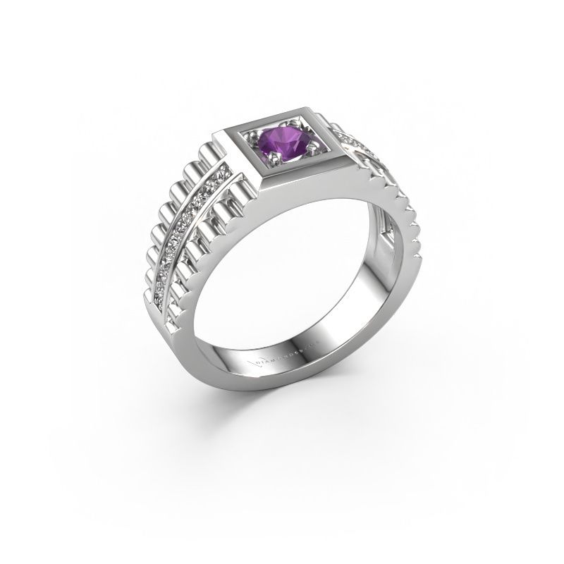 Men's ring Maikel 585 white gold amethyst 4.2 mm