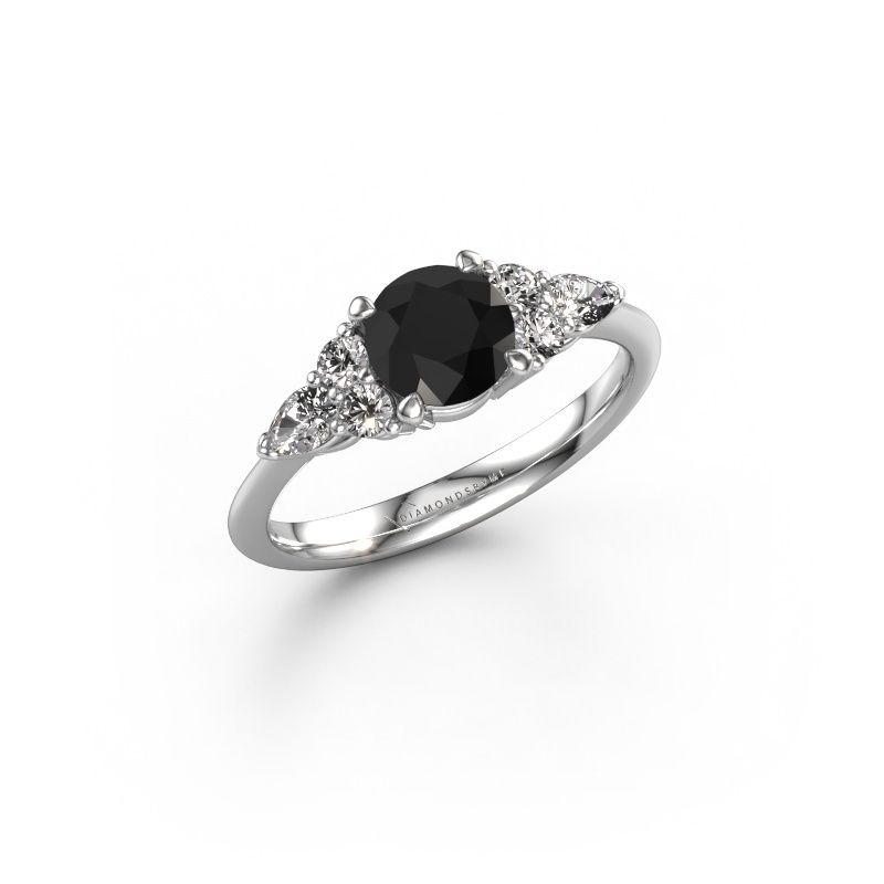 Verlovingsring Melani RND 585 witgoud zwarte diamant 1.50 crt