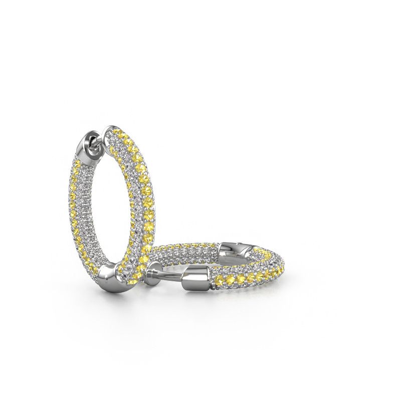 Hoop earrings Hope 13mm 585 white gold yellow sapphire 1 mm