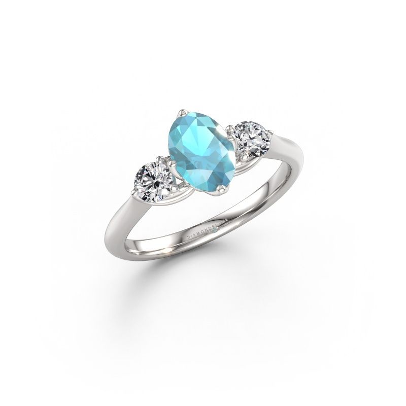 Verlobungsring Vosje OVL 950 Platin Blau Topas 7,5x5,5 mm