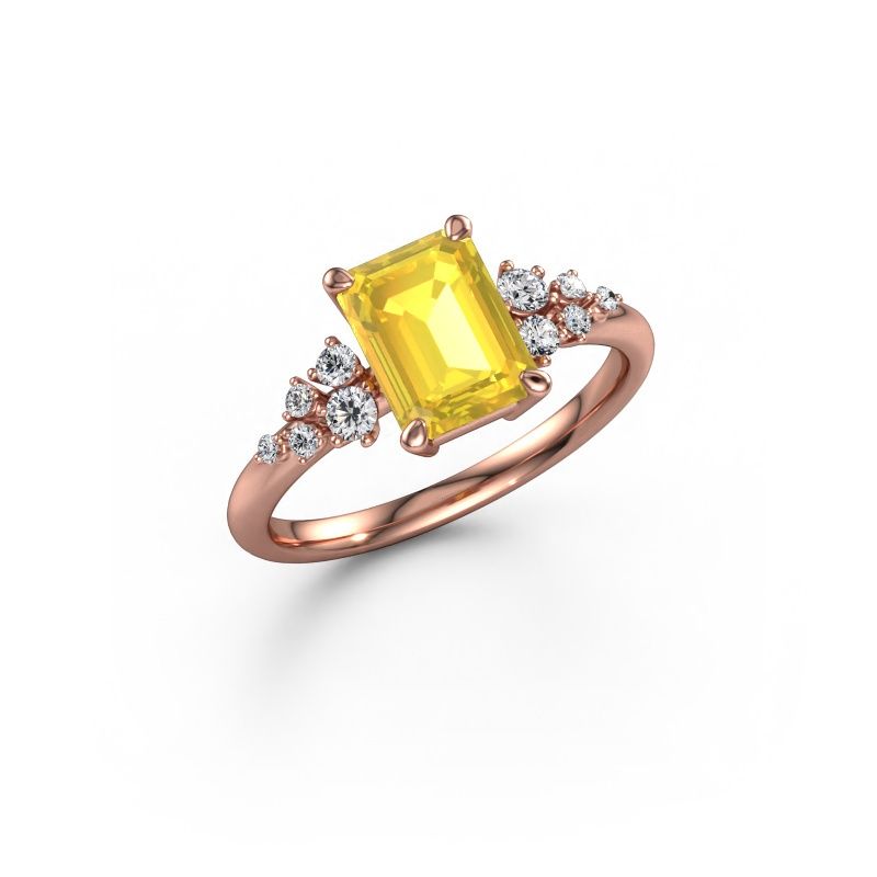 Engagement ring Royce EME 585 rose gold yellow sapphire 8x6 mm