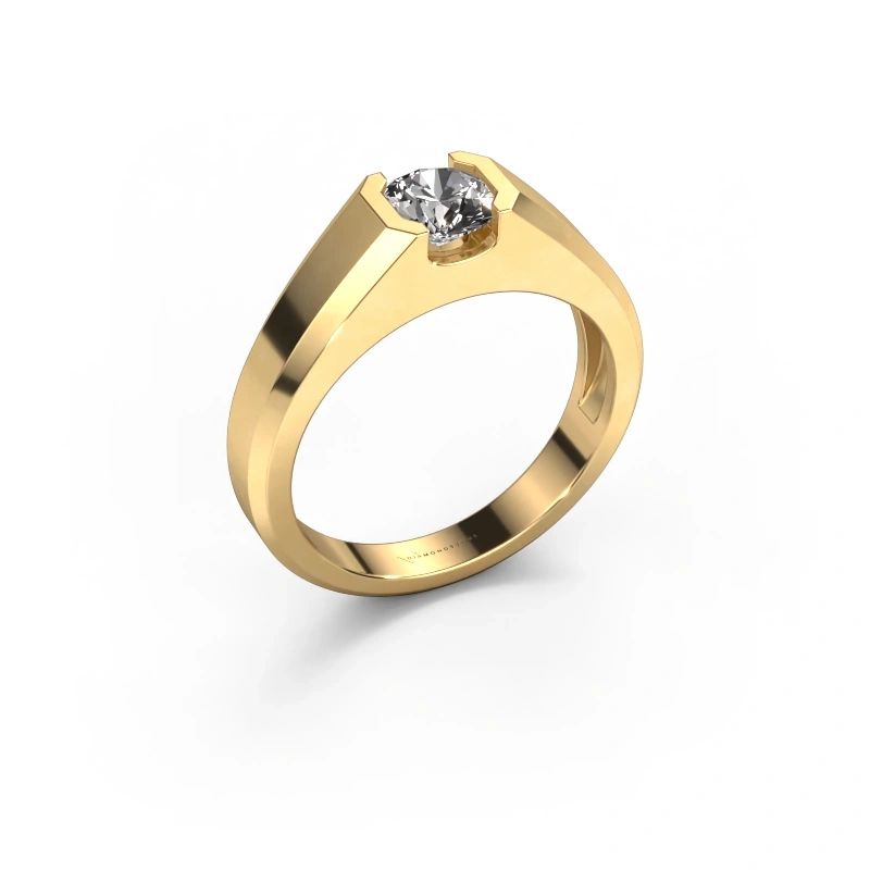 Men's ring Indigo 585 gold zirconia 6 mm