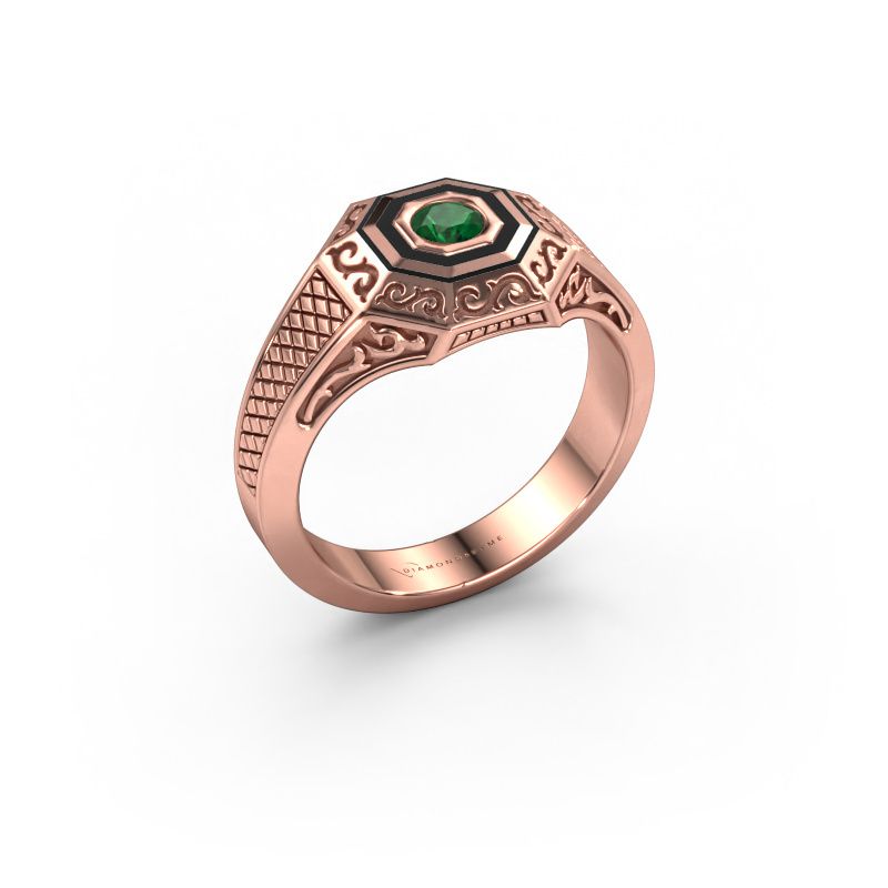 Heren ring Dion 585 rosé goud smaragd 4 mm