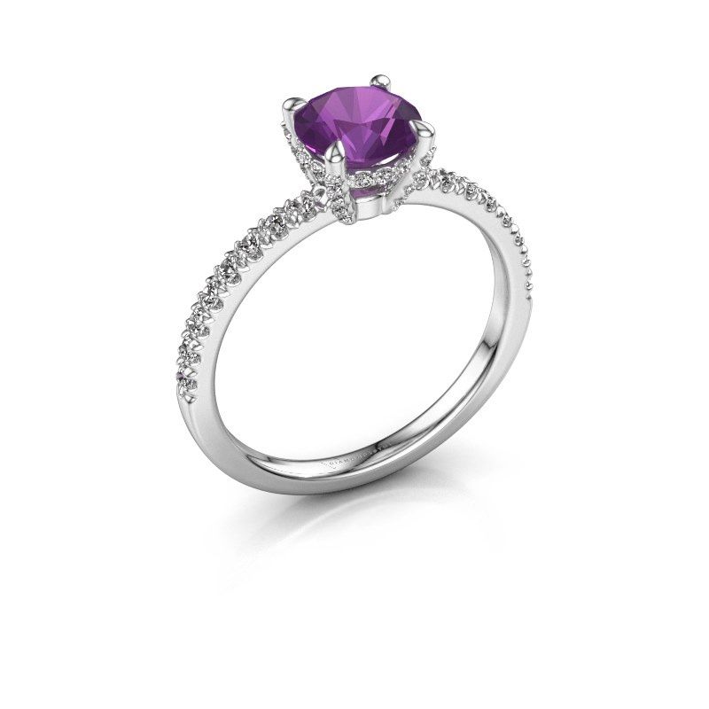 Image of Engagement ring saskia rnd 1<br/>950 platinum<br/>Amethyst 6.5 mm