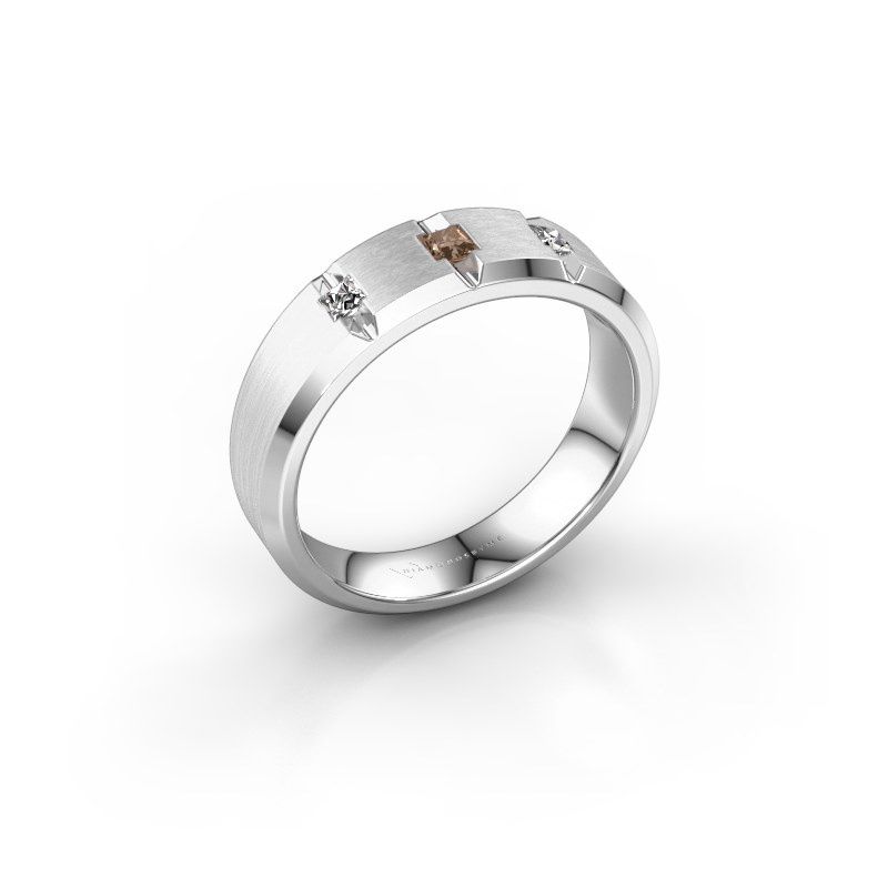 Image of Men's ring justin<br/>950 platinum<br/>Brown diamond 0.20 crt