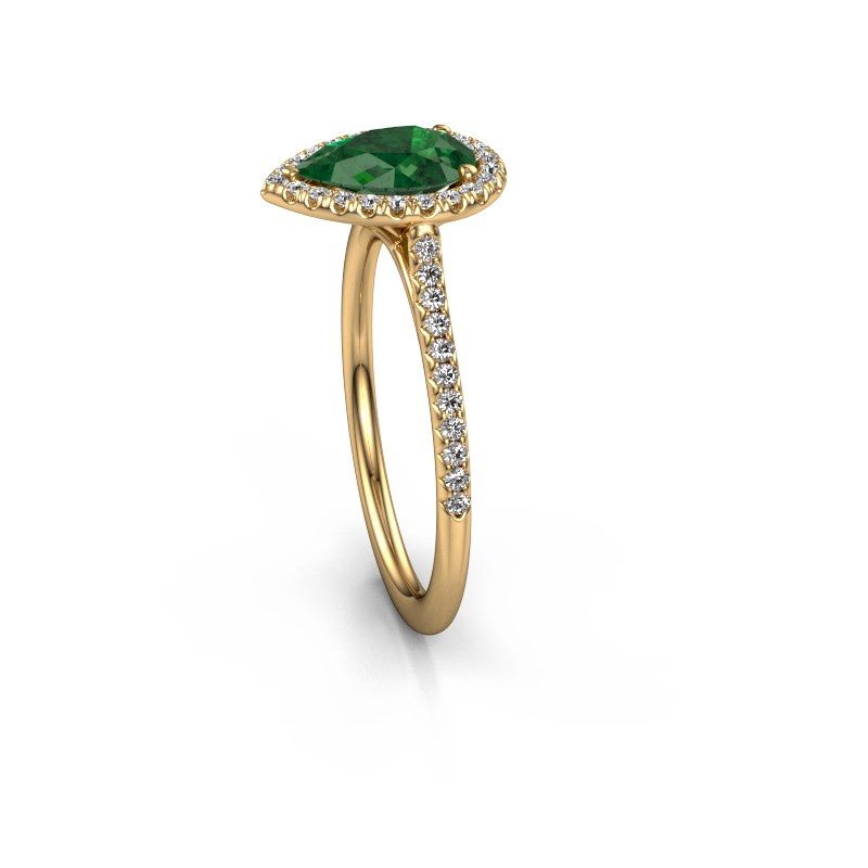 Image of Engagement ring seline per 2<br/>585 gold<br/>Emerald 8x6 mm