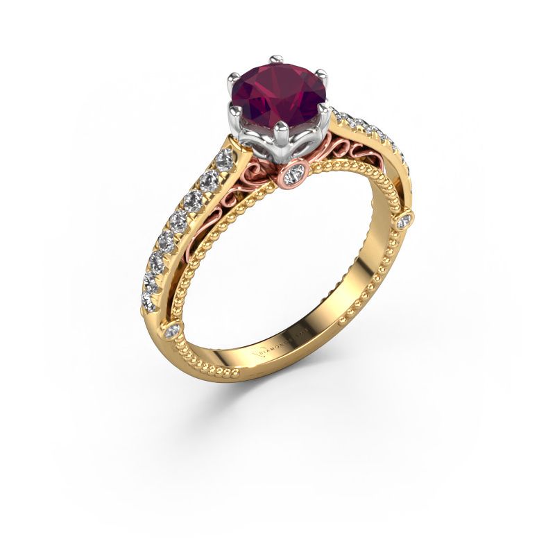 Engagement ring Venita 585 gold rhodolite 6.5 mm