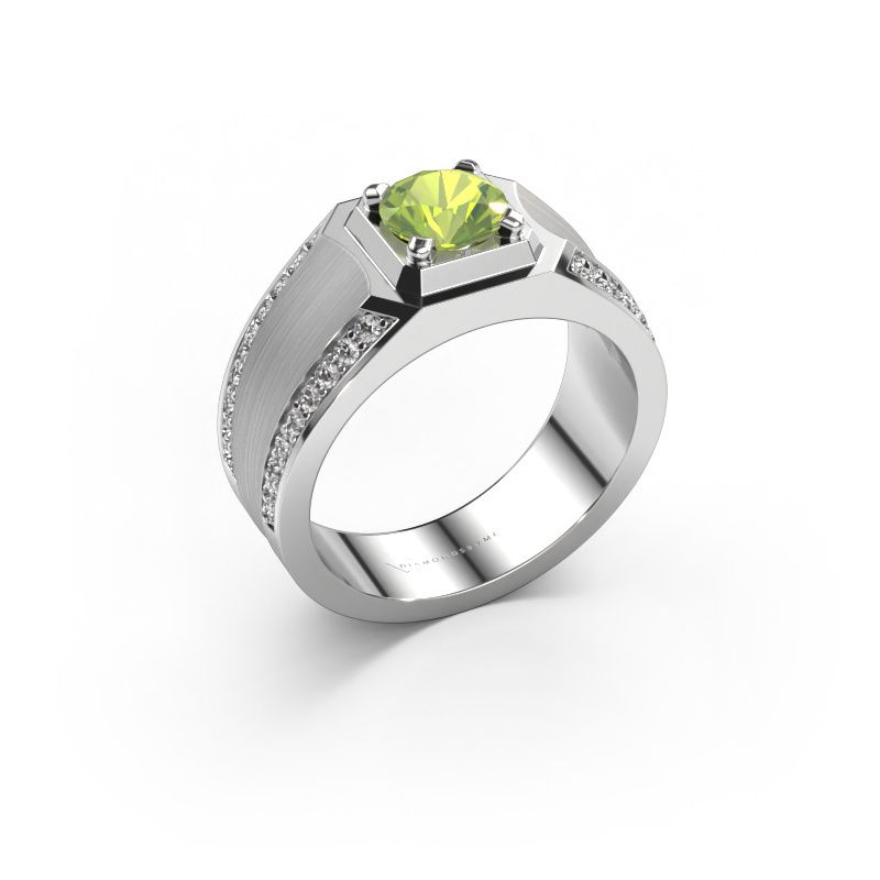 Bague pour homme Maarten 950 platine péridot 6.5 mm
