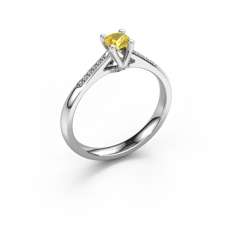 Promise ring Janna 2 950 platina gele saffier 4 mm