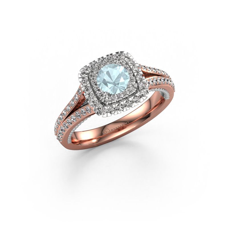 Verlobungsring Annette 585 Roségold Aquamarin 5 mm