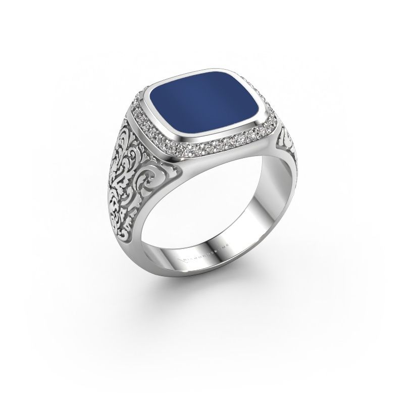 Men's ring Jesse 3 585 white gold lapis 10x10 mm