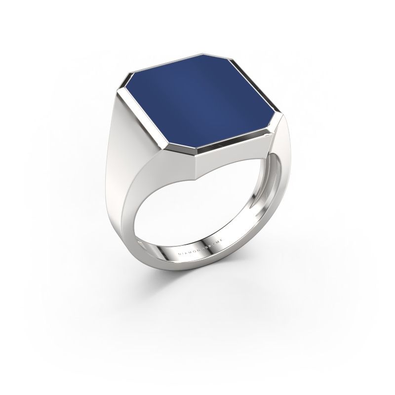 Signet ring Lars 5 light 585 white gold lapis 16x13 mm