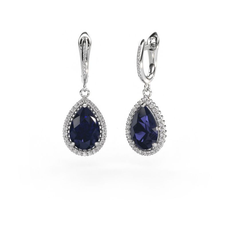 Drop earrings Tilly per 4 585 white gold sapphire 12x8 mm