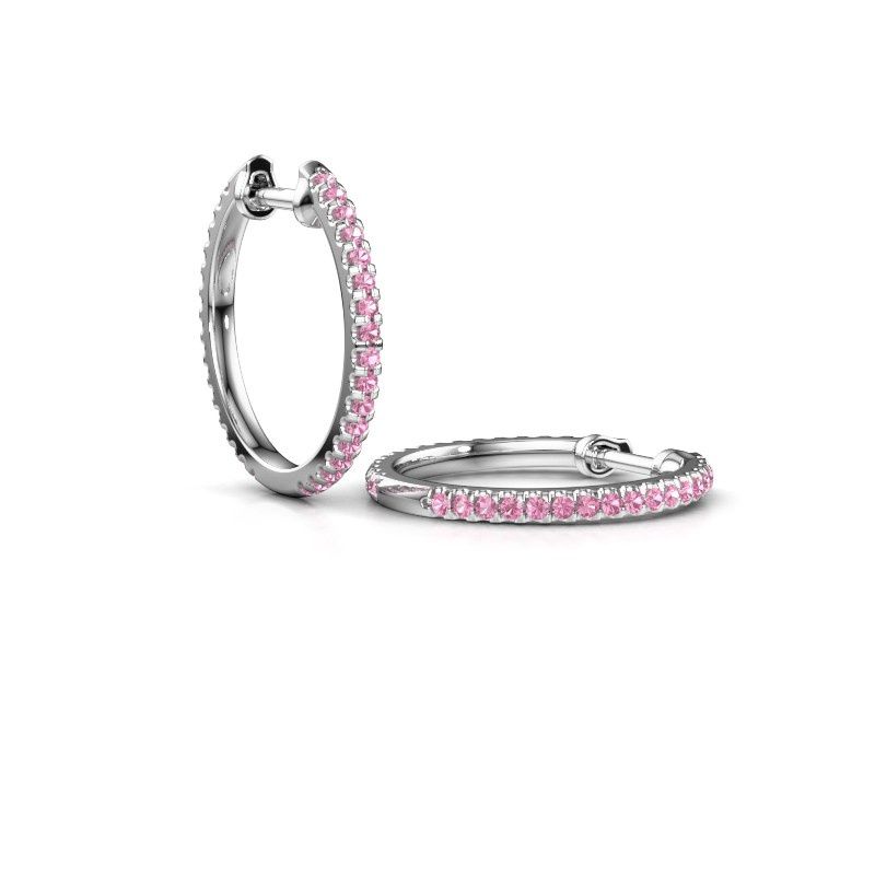 Bild von Creole jackie 15 mm a<br/>585 Weißgold<br/>Pink Saphir 1.2 mm