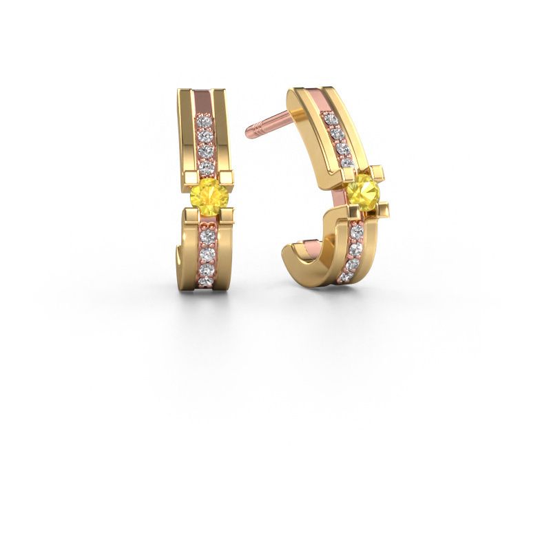 Boucles d'oreilles Myrthe 585 or rose saphir jaune 2.5 mm