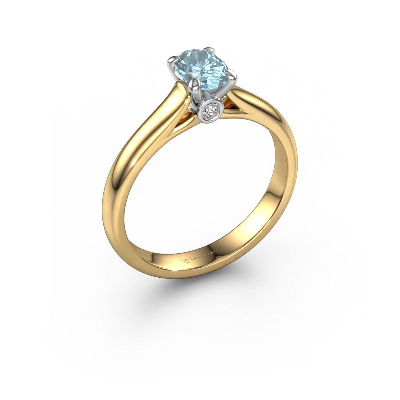 Engagement ring Valorie ovl 1 585 gold blue lab grown diamond 6.5x4.5 mm