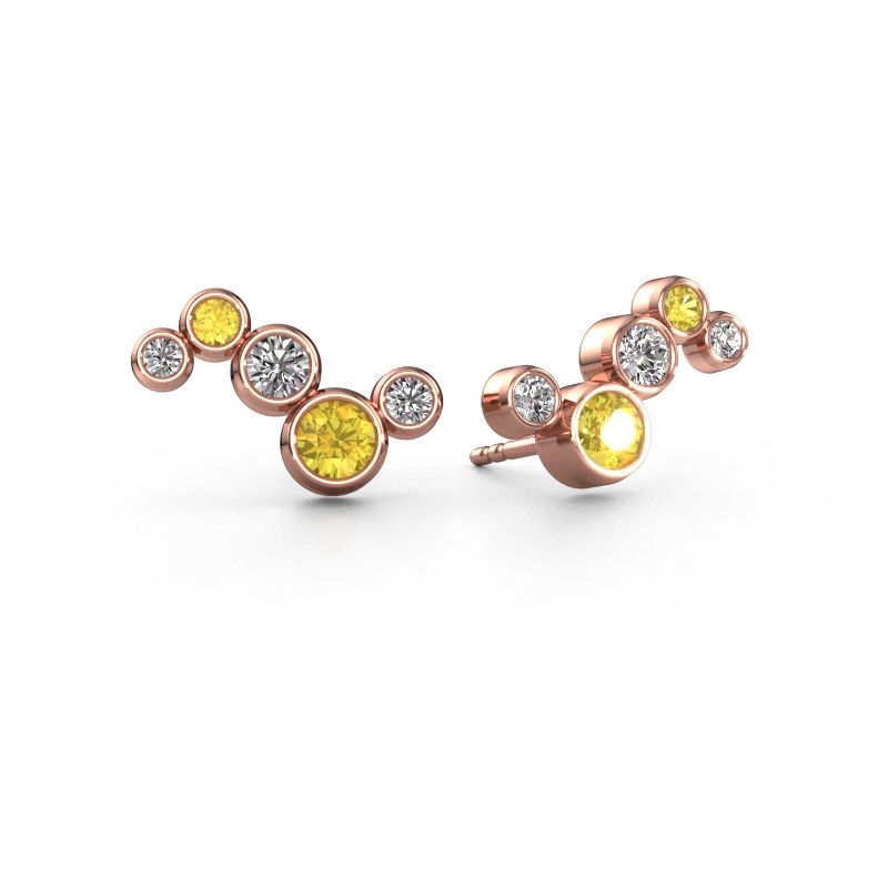Boucles d'oreilles Ryan 585 or rose saphir jaune 4 mm